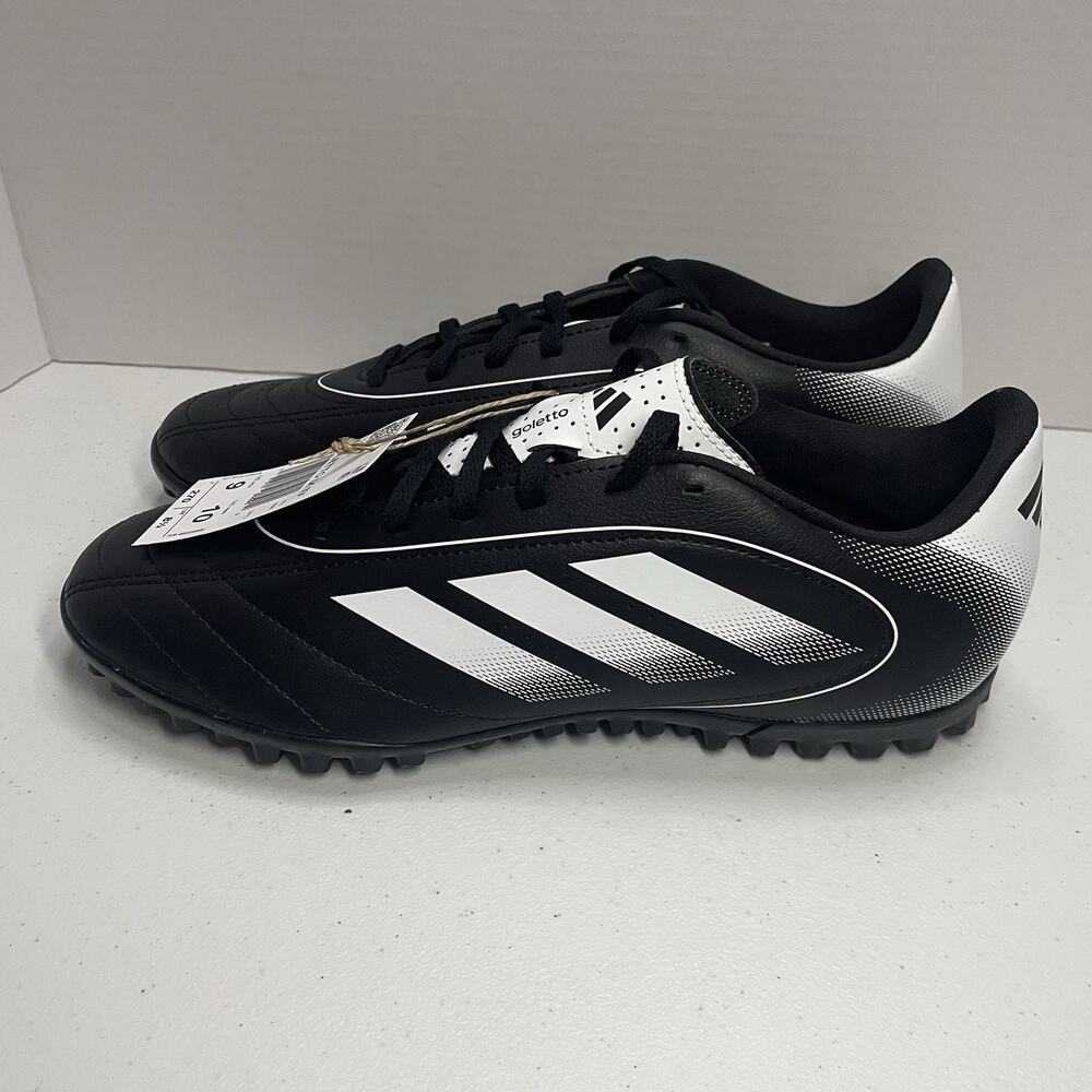 Adidas Mens Size 9 Turf Cleats NEW OPEN Goletto IX TF Core Black White IH0083